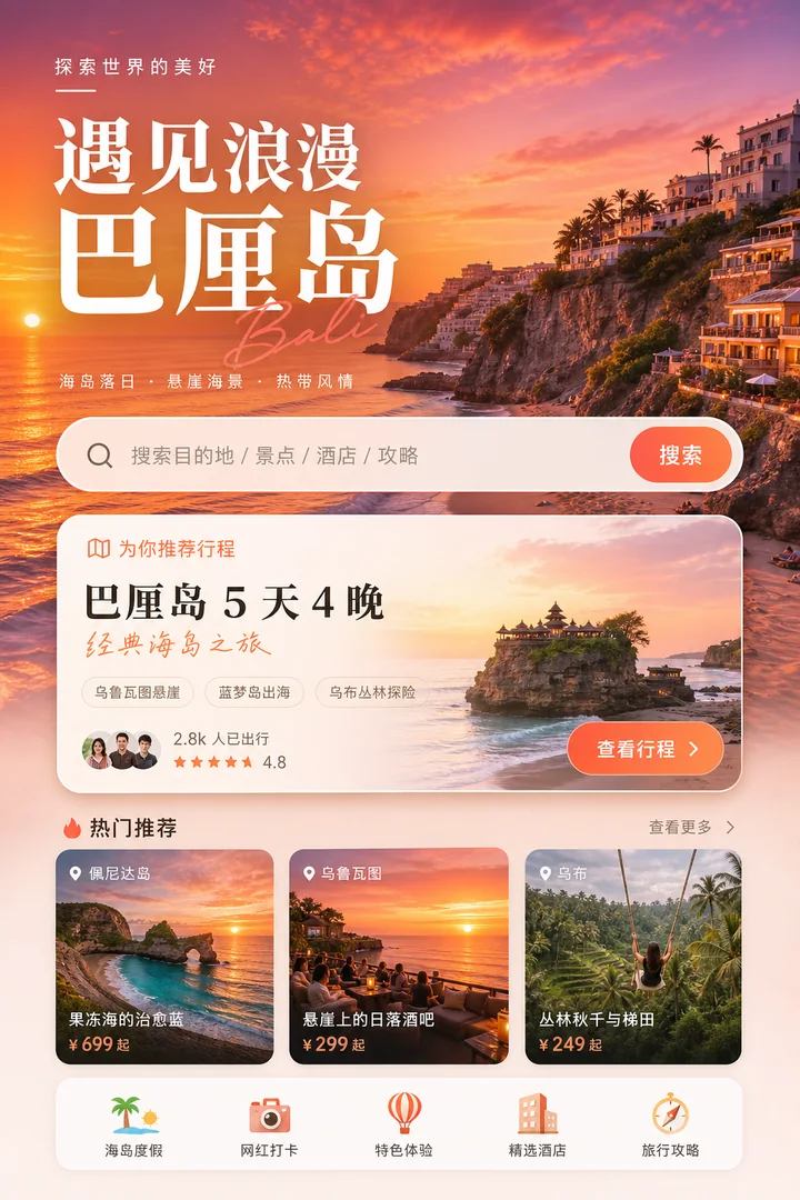 旅行服务APP首页设计案例