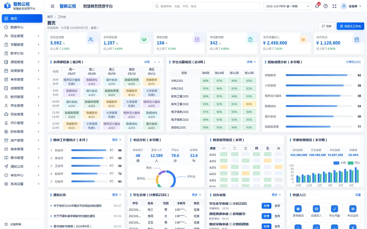 智教云枢 · 智慧教务管理平台界面效果